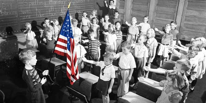 US Children saluting the flag