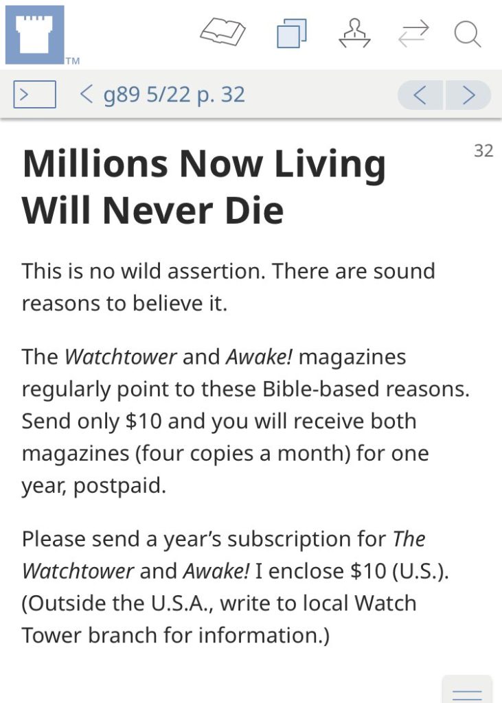 Millions Now Living Will Never Die,