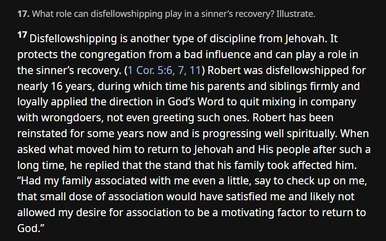 Disfellowshipping, another type of discipline from Jehovah